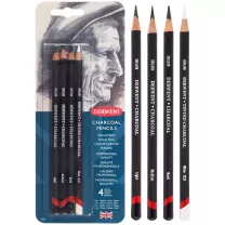 Węgiel Rysunkowy w Kredce Derwent Charcoal Pencils 4 Blister 39000