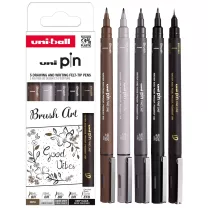 Pisaki do Kaligrafii Uni Pin Brush Art 5 set ASP014