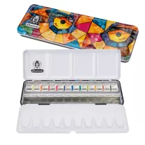 Farby Akwarelowe Schmincke Akademie Aquarell 12 Half Pans Printed Cover Metal Set 75785097